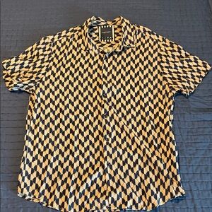 Topman Black and Tan Geometric Casual Shirt